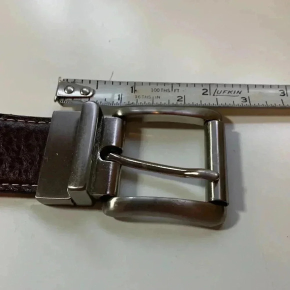 Source Unknown, reversible buckle, Men’s 100% leather silver buckle, black brown - Picture 4 of 11